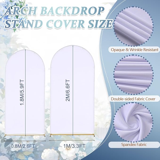 Arch Backdrop Stand and Cover Set,6.6FT, 6FT Wedding Arch Frame,Balloon Arch Stand for Birthday Party, Graduation,Ceremony,Baby Shower Decorations