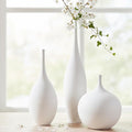 White Ceramic Vase Set of 3, Modern Boho Vases for Centerpiece Decor, Matte Minimalist Decorative White Vases Home Decor, for Living Room, Bookshelf, and Entryway Table Decor