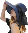 YQHMT Women Beach Sun Hats, Big Wide Brim Straw Hat for Women UPF 80+ UV Protection, Summer Hats Packable Foldable