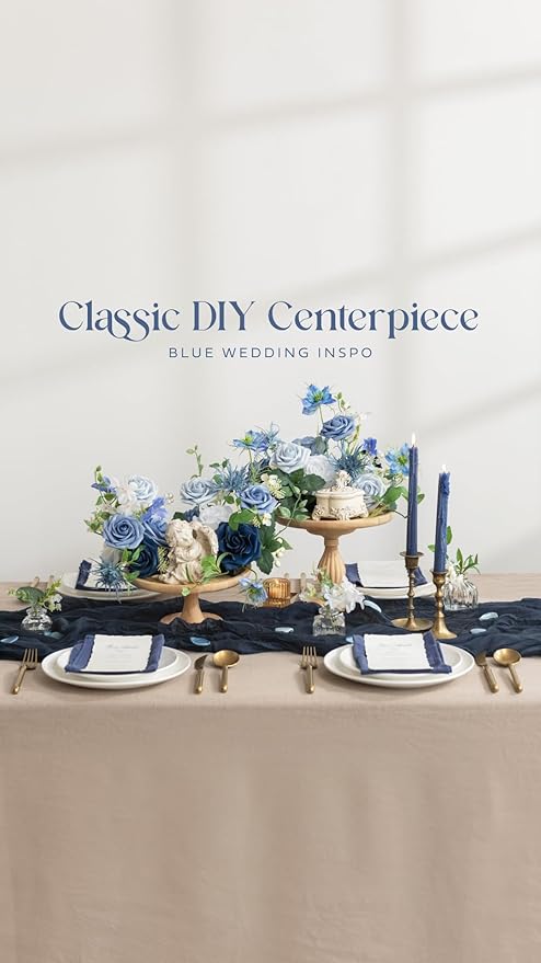 Ling's moment Artificial Flowers 25Pcs Deep Navy Blue Roses Decor w/Stems,3" Real Touch DIY Foam Floral for Wedding Bouquet/Centerpieces, Outdoors Party Backdrop, Room/Table, and Garden/Pot Decor