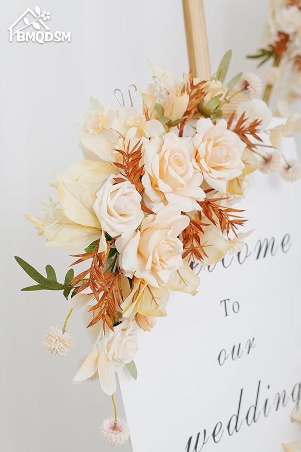 Pack of 2 Faux Flowers,Wedding Arch Flowers,Wisteria Hanging Flowers,Flower Garland Be Suited to Aisle Decorations for Wedding Ceremony(New Champagne)