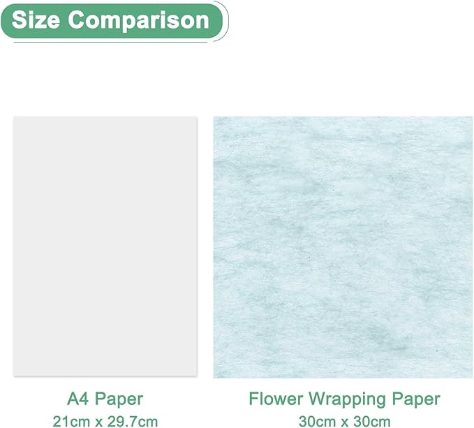 M METERXITY 38-Sheet Korean Cotton Wrapping Flower Paper, 11.8 Inch Waterproof Floral Wrapping Cotton Paper for Bouquets/Gift Packaging [Sky Blue]