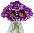 16PCS Purple Flowers Gerbera Daisy Silk Flowers Artificial Flowers Artificial Daisy Fake Flowers Bouquet for Wedding Bridal Bouquet Party Home Kitchen