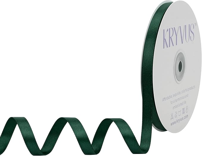 Hunter Green Satin Ribbon, Double Faced 3/8 Inch X 50 Yards Hunter Green Ribbon, Premium Satin Ribbon for Gift Wrapping, Crafts, Hair Bow Making, Sewing, Flower Bouquet, Wedding Party Decor