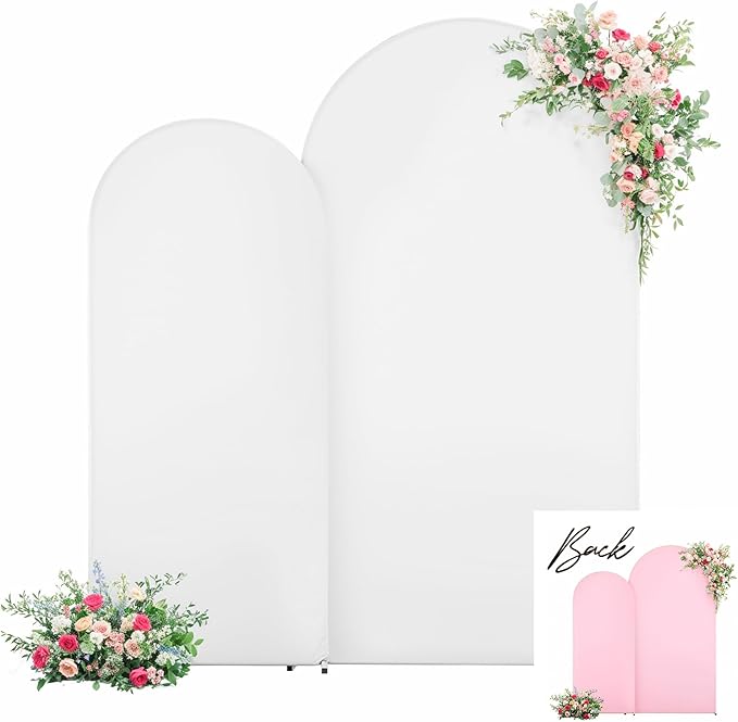 Pink White Arch Backdrop Cover Set of 2 Arch Covers 7.2 and 6ft Wedding Arch Cover Stretchy Backdrop Bridal Baby Shower Birthday Party Arches Stand Covers Spandex