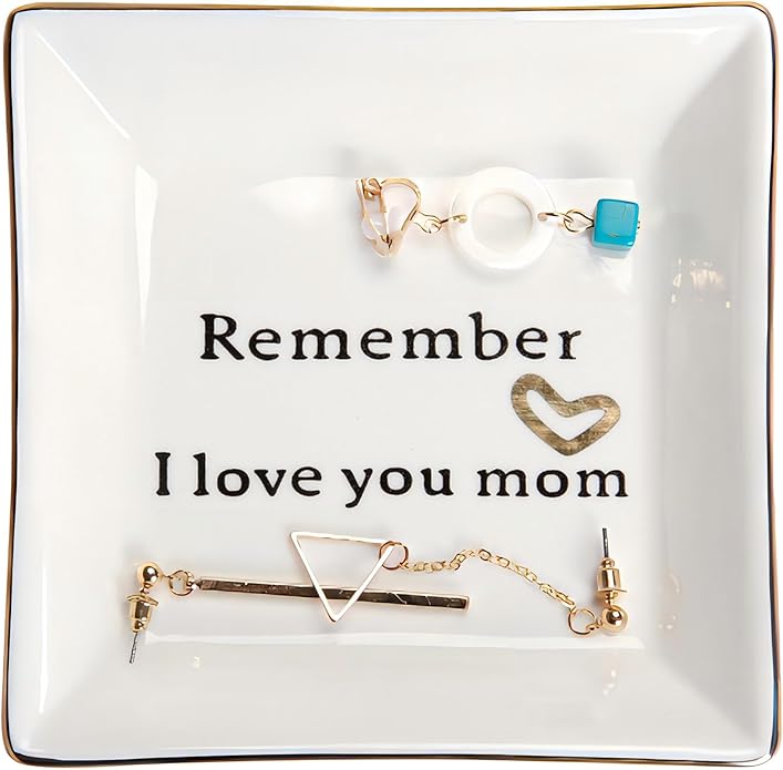 HOME SMILE Ceramic Ring Dish Jewelry Tray for Mom Sister Friends