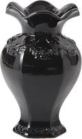 Black Ceramic Vase, Decorative Vase for Modern Home Decor, Farmhouse Minimalist Decor, Boho Flower Vases for Living Room, Bedroom, Kitchen, Dining Table, Office, Wedding, 8.5 Inches