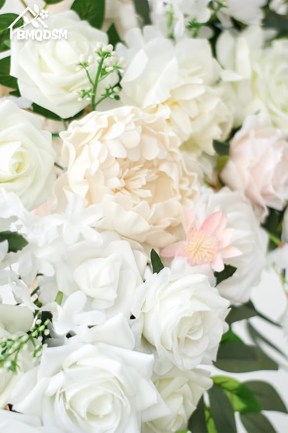 Artificial Flowers Wedding Arch Decor Arch Flowers (Set of 2) for Wedding Welcome Sign and Backdrop Decoration (New White)