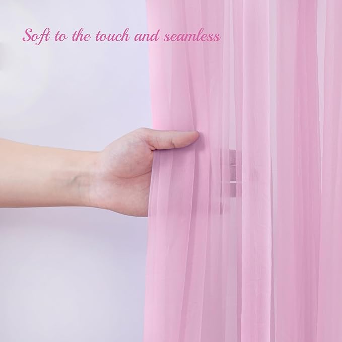 10x10ft Pink Tulle Backdrop Curtain with Lights String for Parites, Sheer Backdrop Curtains for Baby Shower Wedding Birthday Party Photo Shoot Decorations