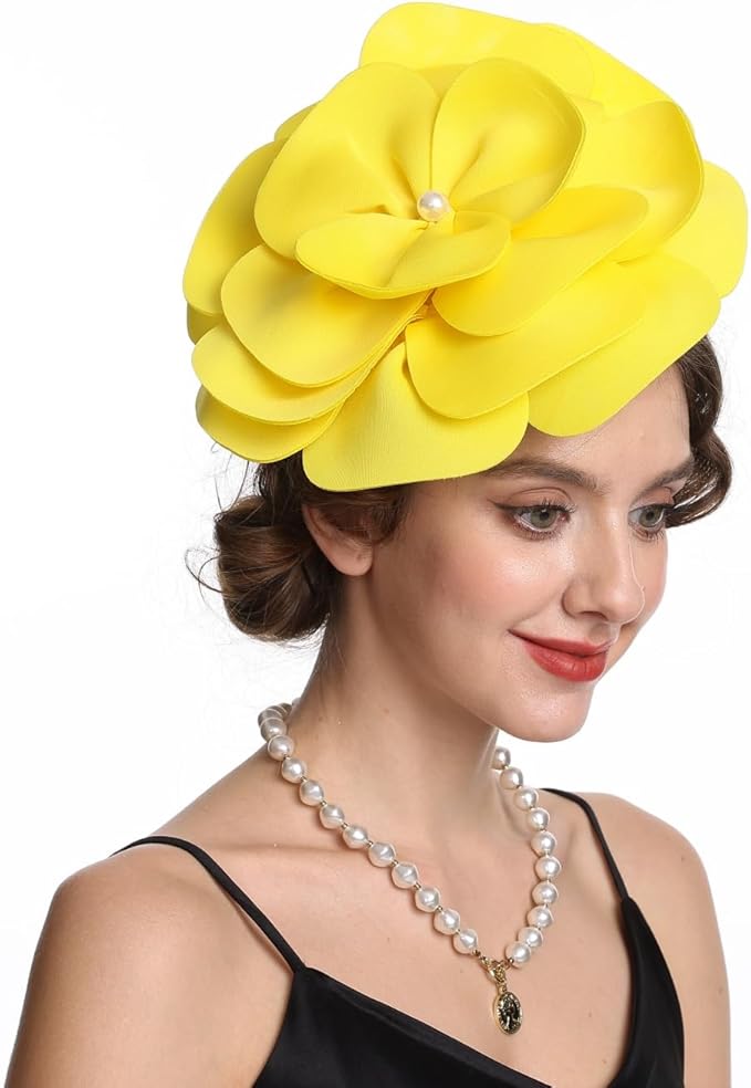 Feather Fascinator for Women - Vintage with Headband and Clip Tea Party Headwear