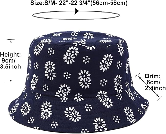 Quanhaigou Bucket Hat for Men Women,Packable Reversible Printed Sun Hats,Fisherman Outdoor Summer Travel Hiking Beach Caps