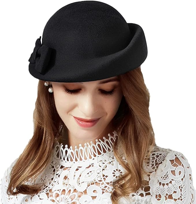 Women Wool Felt Ribbon French Fashion Vintage Millinery Beret Hats Top Cap Ladies Party Wedding Fedoras Chapeau