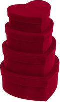 GnFlus Red Wine Gift Boxes with Lids for Presents 4 Pack Heart Shaped Velvet Nesting Burgundy Gifts Box for Arrangements Flowers Wedding Valentines Christmas Birthdays Bridesmaid Anniversary Party
