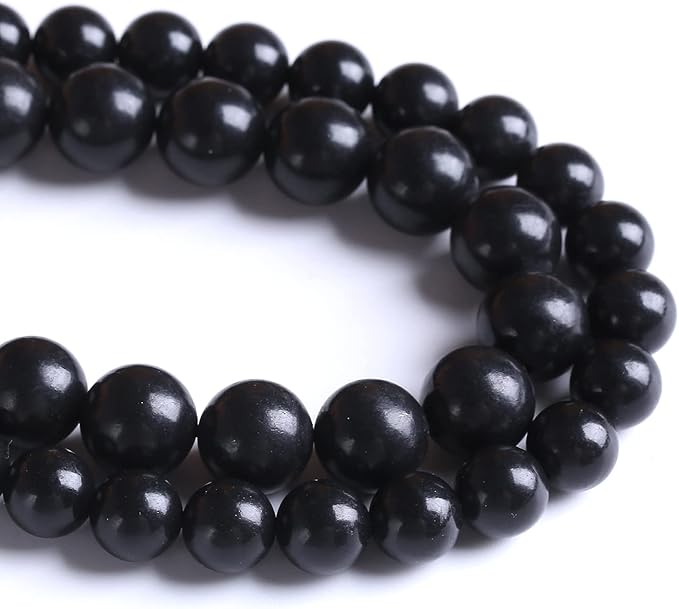 6MM 60PCS Natural Stone Shungite Beads Crystal Loose Beads for Jewelry Making DIY Bracelet
