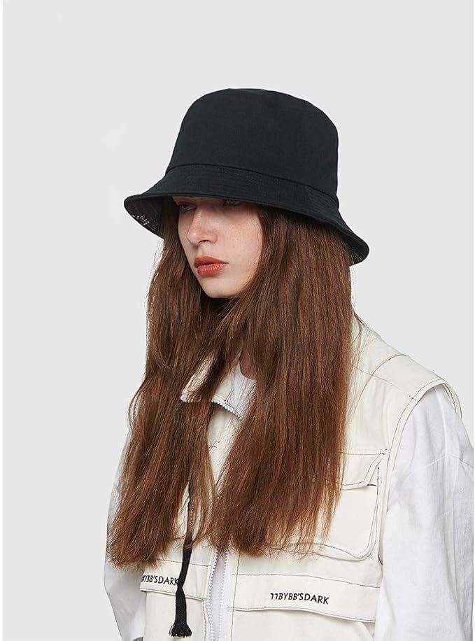 Malaxlx Unisex Bucket Hat Beach Sun Hat Aesthetic Fishing Hat for Men Women Teens, Reversible Double-Side-Wear