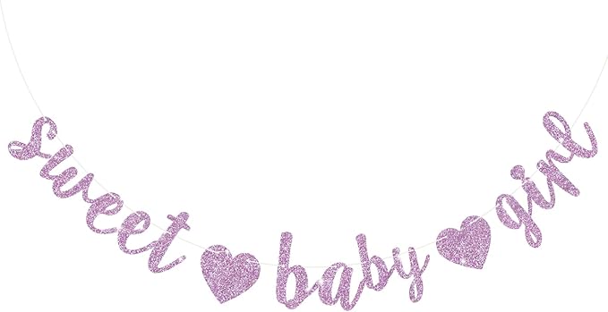 BEISHIDA Light Purple Glitter Girl Baby Banner,NO DIY, Pre-Strung Baby Gender Party Banner For Girls, Girls Shower Decorations,First Birthday Sweet party supplies