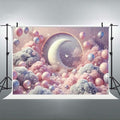 Dreamy Moon and Balloons Backdrop Pink Dreamy Balloon Moon Baby Birthday Decoration Kids Portrait Photo Backdrop Newborn Baby Photography Background (8x6feet)
