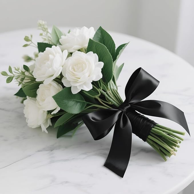 KINGLAKE Black Satin Ribbon - 1 1/2'' x 100 Yards Polyester Black Ribbon for Gift Wrapping, Halloween, Wedding, Party Decoration, DIY Crafts, Floral Bouquets and Wreath Bows