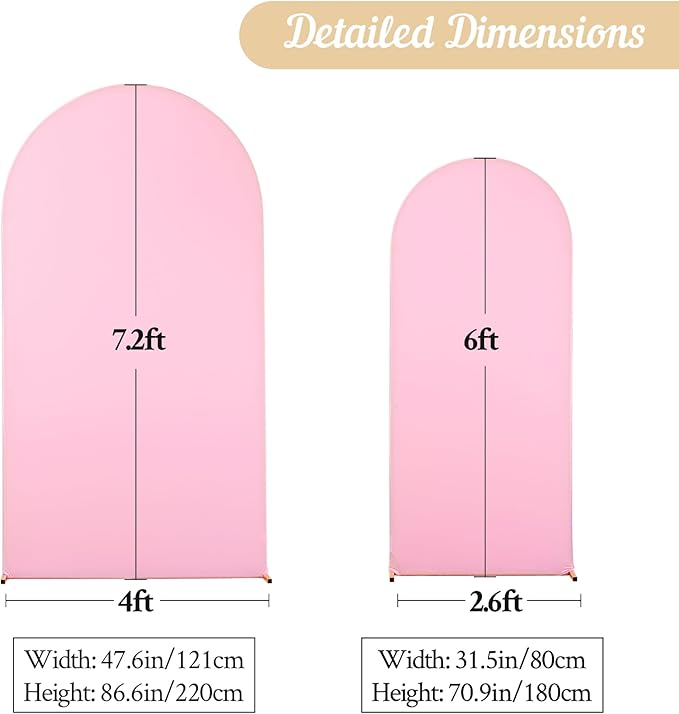 Pink White Arch Backdrop Cover Set of 2 Arch Covers 7.2 and 6ft Wedding Arch Cover Stretchy Backdrop Bridal Baby Shower Birthday Party Arches Stand Covers Spandex