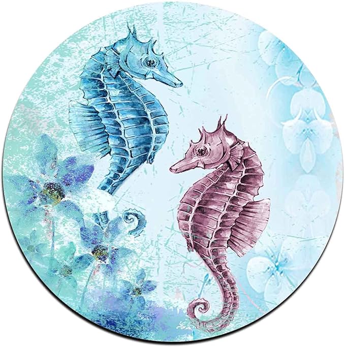 Watercolor SeahorseRound Coaster Set - Made of Recycled Rubber - Set of 4