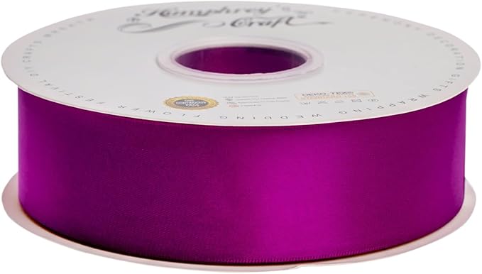 Humphrey's Craft 1-1/2 Inch Double Faced Satin Ribbon - 50 Yards, Violet Purple Thick Satin Ribbon for Crafts, Gift Wrapping, Decoration Christmas Tree, Bridal Bouquet,Wedding,DIY Bows,Sewing Hat.