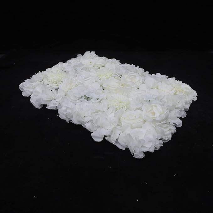 Gdrasuya10 6pcs Realistic Flower Wall Background Artificial Flowers Wall Backdrop Panel 3D Silk Rose Fake Flower Wall Panel Banquet Wedding Party Decor, Photography Background 60 x 40 cm