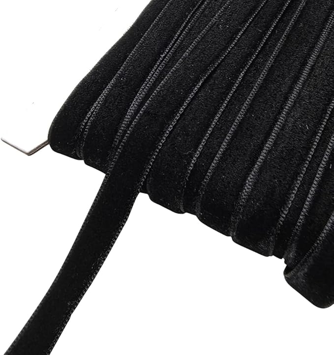 Chenkou Craft Black 25 Yards 3/8" Velvet Ribbon Lots Bulk (Black, 3/8"(10mm))