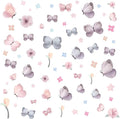 Watercolor Butterfly and Flower Wall Decals Peel and Stick - 70 PCS Flower Butterfly Wall Decor for Girls Room, Nursery, Kids Bedroom, Home Art Decals