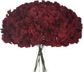 10PCS Artificial Hydrangea Flowers, Fake Hydrangea Silk Flowers Heads with Stems for Wedding Home Party Shop Baby Shower Decoration-Claret Red