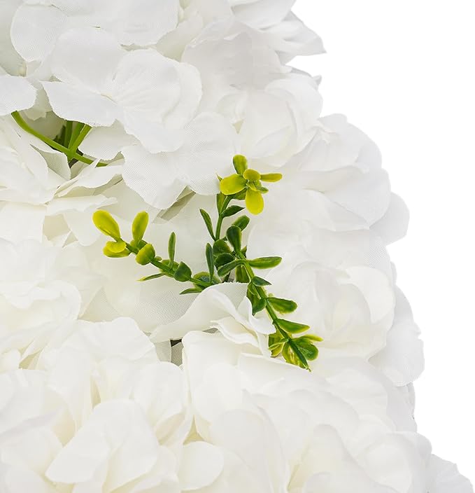 Flower Wall Panel Set,White Artificial Wall Flower Backdrop,12 Pcs 15" X 15" 3D Silk Hydrangea Rose Floral Panel,Faux Roses Artificial Flower Backdrop for Wall Decor