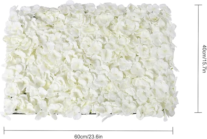 16"x 24" Artificial Flower Wall Panels,Flower Wall Mat Silk Flower Panels for Outdoor Garden Backyard Fence Fence Privacy Screen and Indoor Wall Decor(20Pcs White,Style 2)