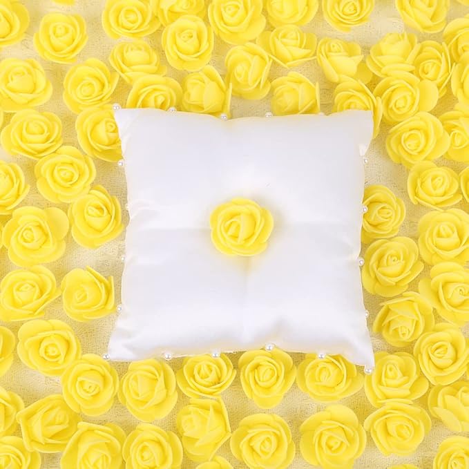 500pcs Mini Foam Rose Heads, Yellow Artificial Rose Foam Fake Flower Bulk for DIY Crafts Wedding Bouquets Baby Shower Centerpieces Floral Arrangements Party Tables Home Decorations(Yellow)