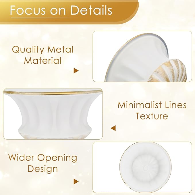 White Vase for Centerpieces Compote Bowl: Wedding Pedestal Vases 5.9 Inch Metal Flower Urn for Table Home Party Set of 10