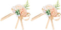 MECCANIXITY Wrist Corsage Artificial Flower Bracelets Pack of 2 Rose Wrist Bride Groom Decorative for Wedding Ceremony Prom Party Anniversary, 10x12cm Light Beige