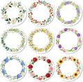 ANATTASOUL Coasters Set of 9 Plant Wreath Pattern Colorful Wooden Coasters Bulk Round Housewarming Gift for New Home, 3.9" Decorative Coffee Table Protection for Farmhouse Bar House Decor
