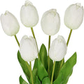 6PCS 23" Fake Tulip Flowers Artificial White Tulips Long Stem Faux Flower, Silk Flower Décor for Floral Arrangement Home Farmhouse Wedding Decoration