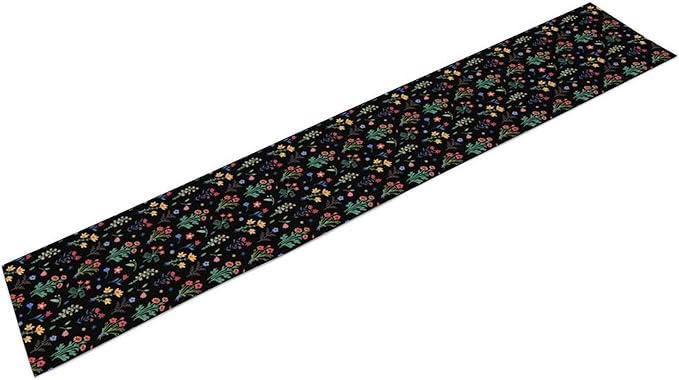 Retro Floral Table Runner, Colorful Bohemian Wildflower Flowers Blooms Vintage Table Runner for Kitchen Dining Party Home Decor, 13x70 Inch