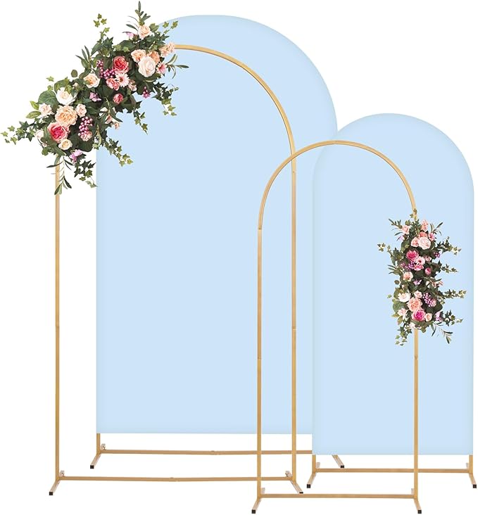 Metal Arch Backdrop Stand and Cover Set, 8FT, 6.6FT Party Backdrop, Easy to Assemble, Backdrop Stand for Parties, Birthday, Baby Shower