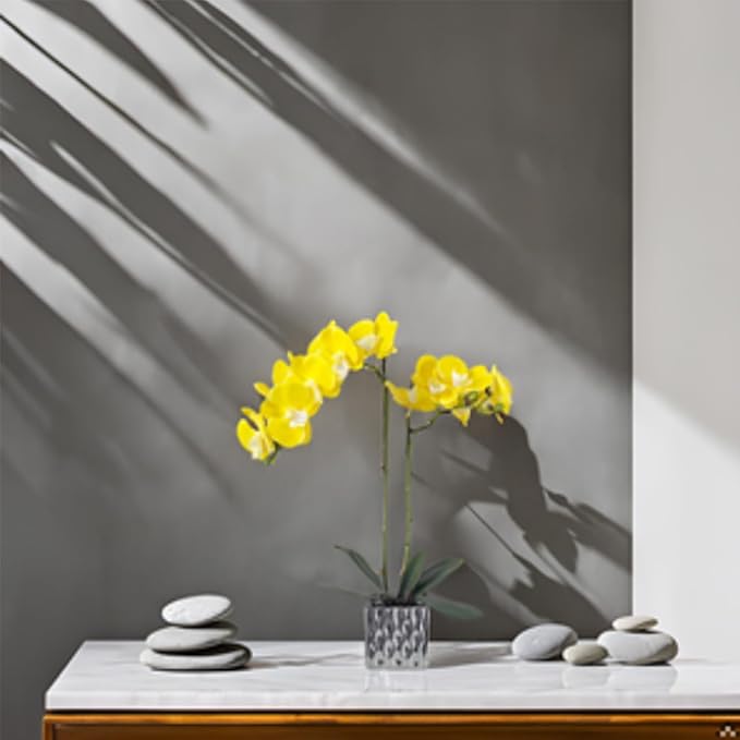 Artificial Orchids Silver Vases Orchids Artificial Flowers Yellow Orchid Height 20 inches