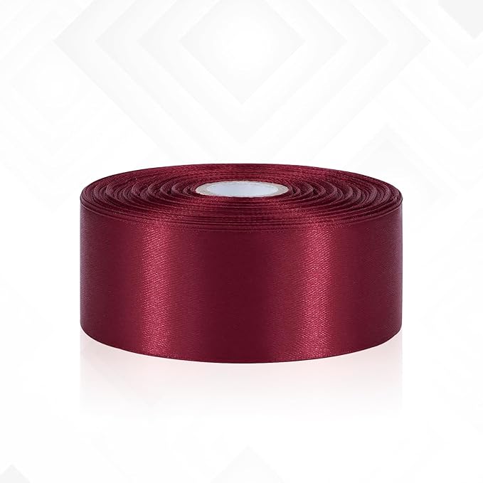 30 Yards Wine Red Ribbon 1-1/2 Inch, Dark Red Satin Ribbon for Gift Wrapping, Flower Bouquet, Crafts, Halloween, Christmas, Wedding and Eternal Roses