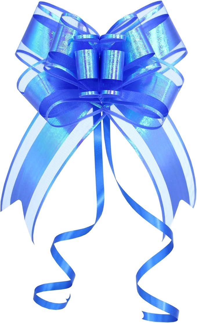 10PCS Iridescent Blue Gift Bow - Perfect Large Pull Bows for Gifts Wrapping, Man Present Decoration Birthdays Holiday and More(6 inches)