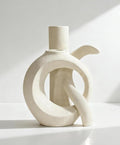White Ceramic Unique OK Vase Set of 2, Cute Pampas Grass Funky Vase, Modern Boho Aesthetic Decorative Vase for Home Decor (White 1)