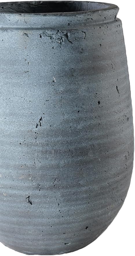 Serene Spaces Living Gray Aged Stone Planter Vase - Indoor/Outdoor Flower Pot, Textured Stone Finish, Planter & Cachepot, Timeless Home Décor for Plants & Flowers, 10" Diameter & 12" Tall, Pack of 2