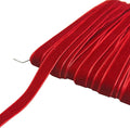 Chenkou Craft Christmas Red 25 Yards 1/4" Velvet Ribbon Lots Bulk (Red, 1/4"(6mm))