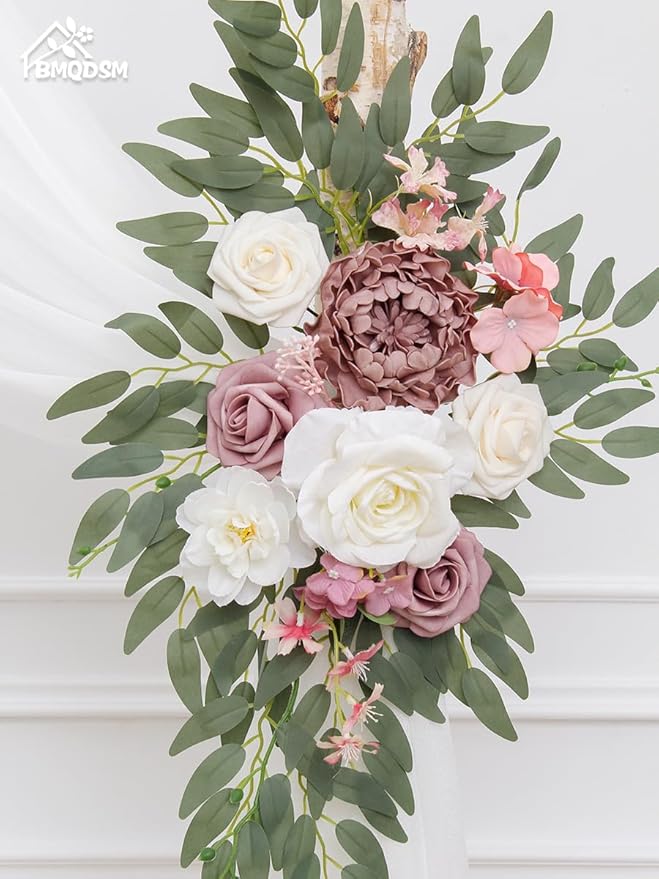 Artificial Flowers Wedding Arch Decor Arch Flowers (Set of 2) for Wedding Welcome Sign and Backdrop Decoration (New Pink)