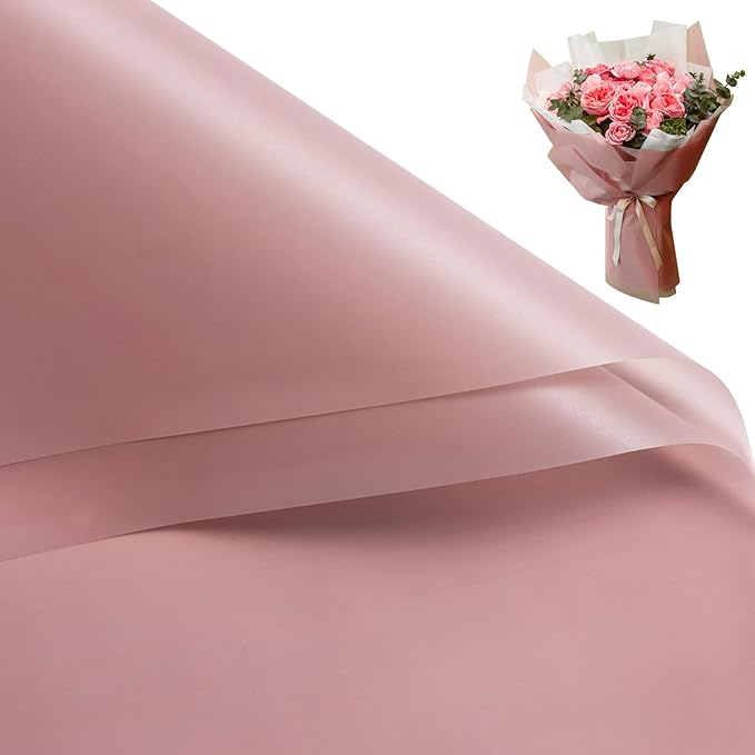 WRAPAHOLIC 20 Sheets Flower Wrapping Paper - 22.4 x 22.4 inch Pure Cameo Brown Water-Resistant Floral Bouquet Wrapping Paper, Florist Supplies Packaging for Wedding Birthday Gift DIY
