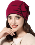 Sumolux Beanie Hats for Women Wool Skull Cap Beret Floral Cuffed French Vintage Dress Cloche Classic Winter 1920s