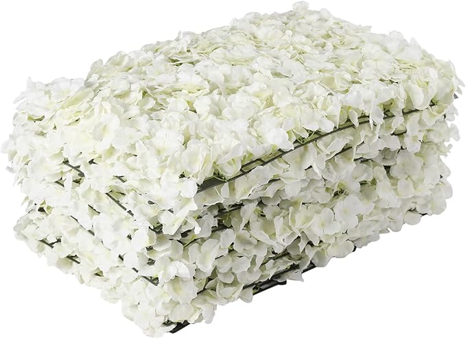 3D Flower Wall Panel, 20pcs Artificial Floral Wall Backdrop, Realistic Silk Flower Backplanes, Roll Up Fake Flower Background for Valentines Wedding Party Photo Arrangement Outdoor Decor(Milky White)
