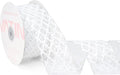 VATIN 2-1/2" White Christmas Ribbon, White Glitter Mesh Diamond Web Sequin Dots Wired Christmas Ribbon for Gift Wrapping Bow Making Wreath Supply-10 Yards