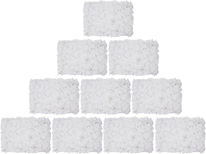 16"x 24" Artificial Flower Wall Panels,Flower Wall Mat Silk Flower Panels for Outdoor Garden Backyard Fence Fence Privacy Screen and Indoor Wall Decor(10Pcs White,Style 3)